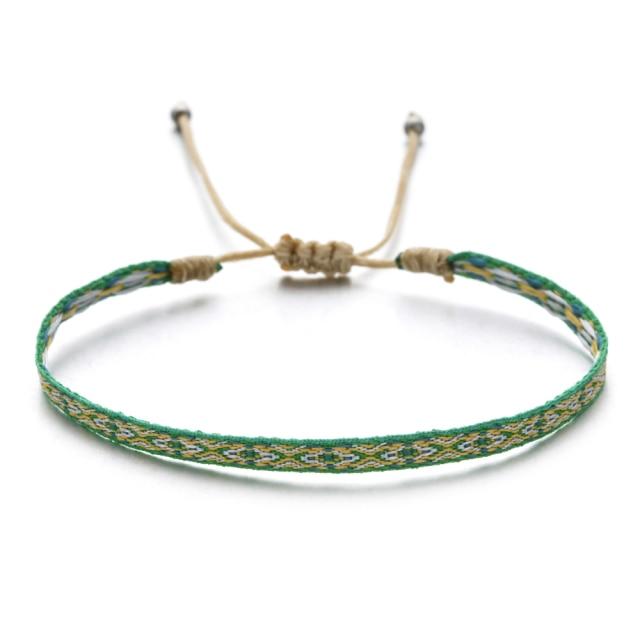 Bracelet Tibétain Vert & Jaune "Rectangle"