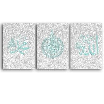 Triptyque Oriental Gris et Bleu