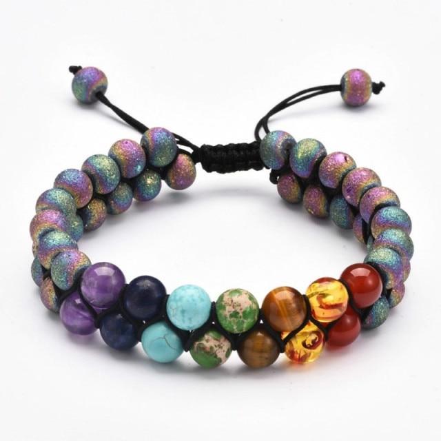 Bracelet 7 Chakras Double Pierre de Lave