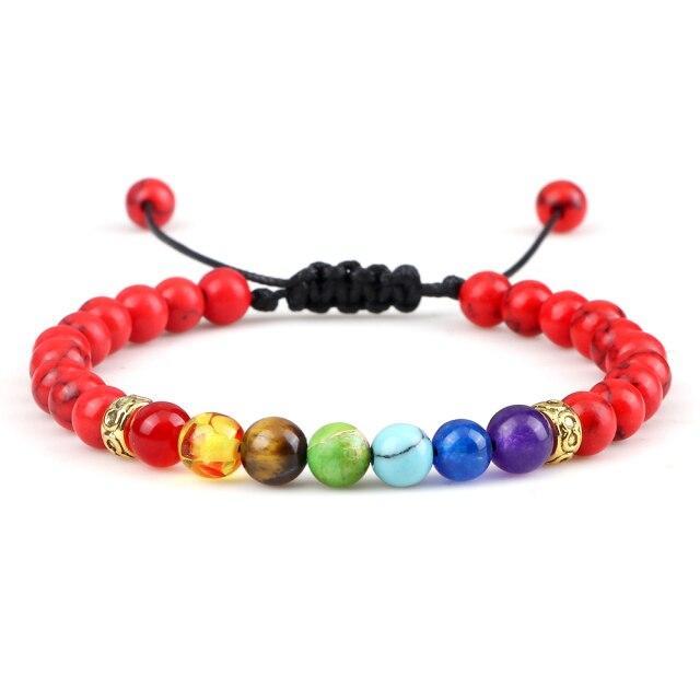 Bracelet 7 Chakras Pierres Rouges