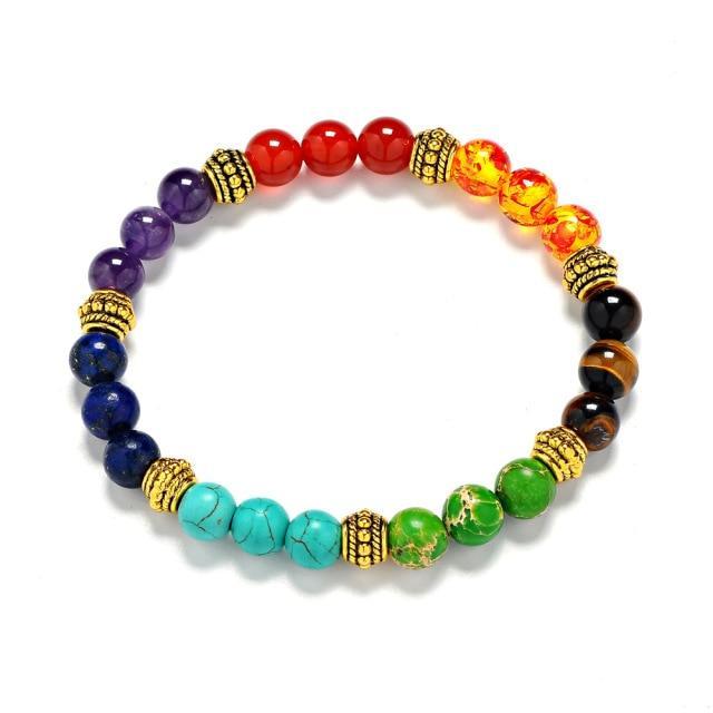 Bracelet 7 Chakras Triple Pierre de Lave