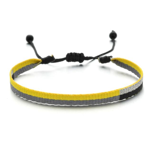 Bracelet Tibétain Jaune & Gris "Rectangle"