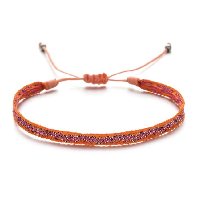 Bracelet Tibétain Vagues Orange "Rectangle"