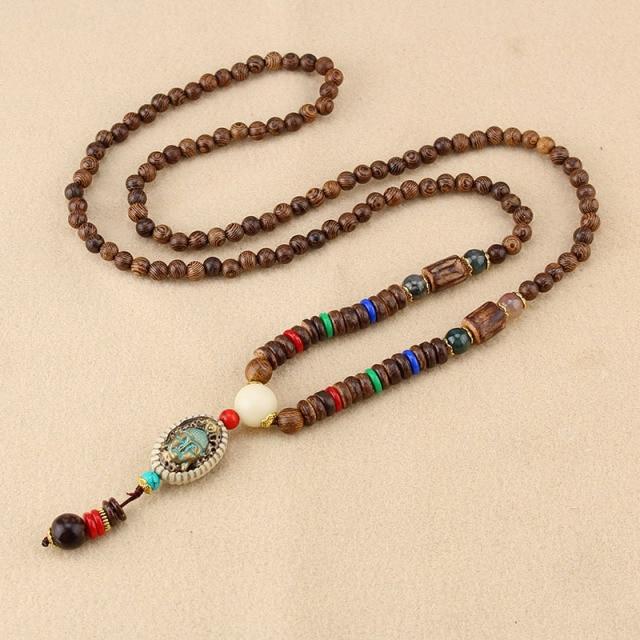 Collier Mala Bille Bois Marron