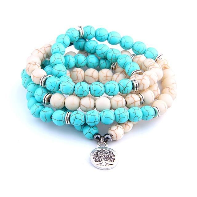 Collier Mala Bleu et Ambre